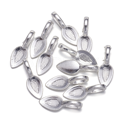 Tibetan Style Alloy Glue-on Flat Pad Bails TIBEP-AB3348Y-S-NF-1