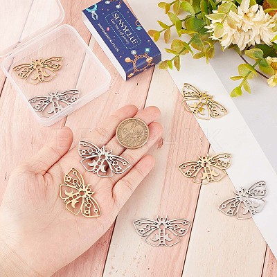 12Pcs 2 Colors 201 Stainless Steel Pendants STAS-SC0005-11-1