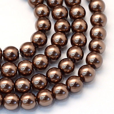 Baking Paint Pearlized Glass Pearl Round Bead Strands X-HY-Q330-8mm-52-1