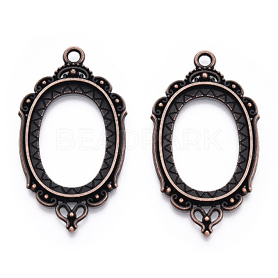 Zinc Alloy Link Cabochon Settings PALLOY-WH0001-35R-1