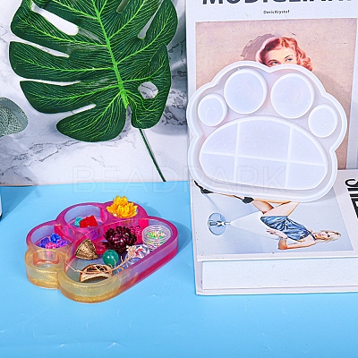 DIY Cat Footprint Plate Silicone Molds DIY-I057-04-1