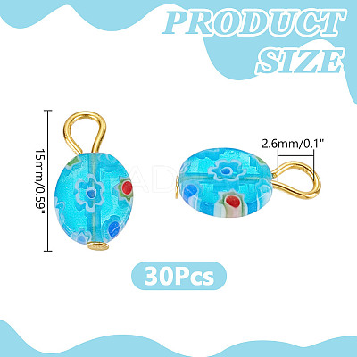 30Pcs Millefiori Glass Pendants PALLOY-AR00045-1