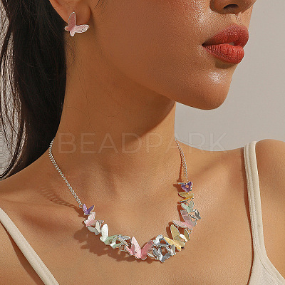 Butterfly Alloy Enamel  Necklace and Earrings Sets for Women FS-WGFD103-02-1