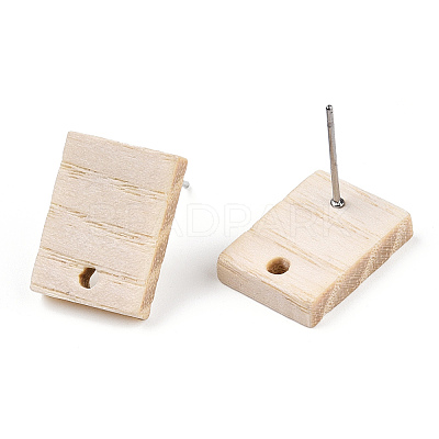 Ash Wood Stud Earring Findings EJEW-N017-011I-1