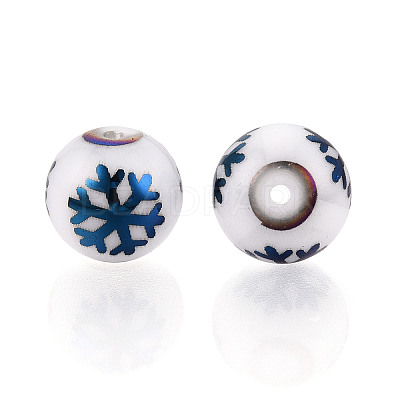 Christmas Opaque Glass Beads X-EGLA-R113-01F-1