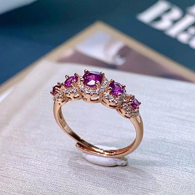 Flat Round Natural Garnet Finger Rings FS-WG33969-01-1