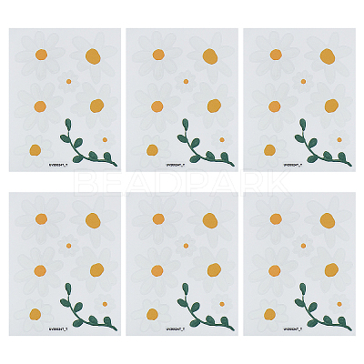 6 Sheets Daisy Flower PVC Sticker AJEW-WH0283-48-1