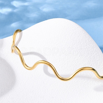 304 Stainless Steel Cuff Bangle for Women BJEW-C076-05G-1