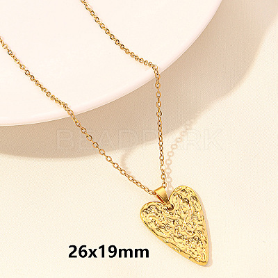 304 Stainless Steel Heart Pendant Necklaces for Men and Women FS-WG1B83F-17-1