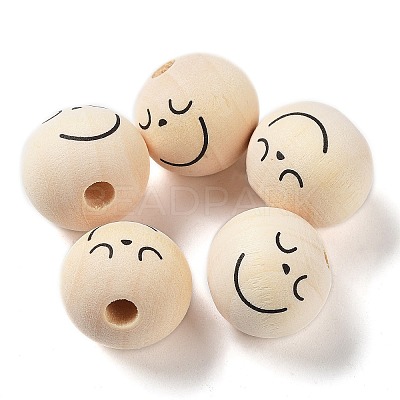 Printed Wood Beads WOOD-M010-01C-1