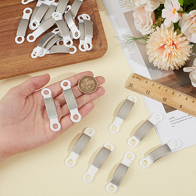 24Pcs Silicone & 201 Stainless Steel Curved Rectangle Connector Charms STAS-BC0004-12A-1