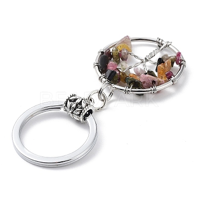 Natural/Synthetic Mixed Stone Keychain KEYC-E023-03J-1