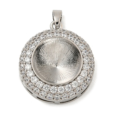 Brass Micro Pave Clear Cubic Zirconia Pendants KK-N254-118P-02-1