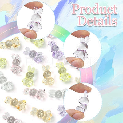 50Pcs 5 Colors Transparent Acrylic Beads MACR-FS0001-83-1