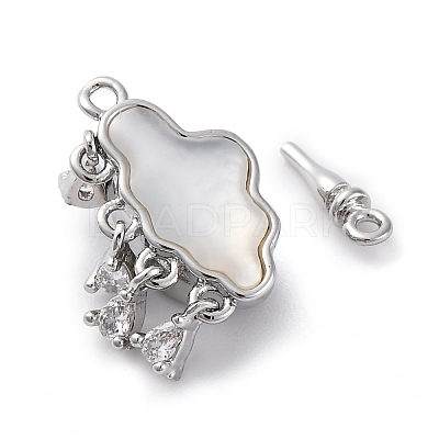 Brass Micro Pave Clear Cubic Zirconia Box Clasps KK-P291-34P-1