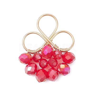 4Pcs 4 Colors Electroplate Glass Beaded Pendants PALLOY-TA00314-1