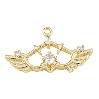 Brass Micro Pave Clear Cubic Zirconia Pendants CU-CBA0565-10G-1