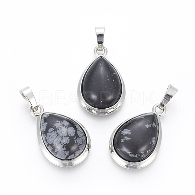 Natural Snowflake Obsidian Pendants G-L512-C18-1