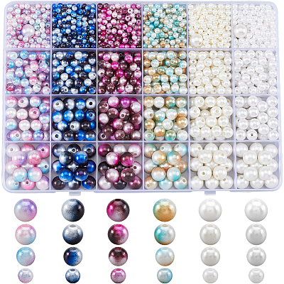 1890Pcs Two Tone ABS Plastic Imitation Pearl Beads Sets DIY-WH20010-19A-1