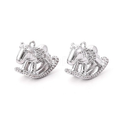 Brass Pave Clear Cubic Zirconia Pendants KK-T081-01P-1