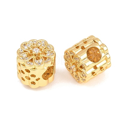 Brass Micro Pave Clear Cubic Zirconia European Beads ZIRC-F148-10G-1