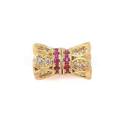 Rack Plating Brass Micro Pave Clear Cubic Zirconia Screw Clasps KK-S384-24G-01-1