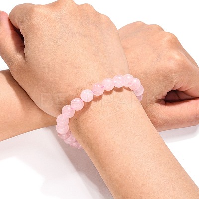 Natural Rose Quartz Beaded Stretch Bracelets B072-1-1