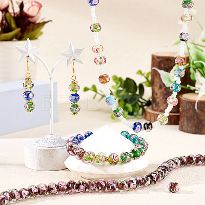 1 Strand Handmade Lampwork Inner Flower Rondelle Beads Strands LAMP-TA0002-72B-1