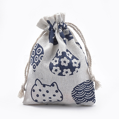 Kitten Polycotton(Polyester Cotton) Packing Pouches Drawstring Bags ABAG-T006-A19-1