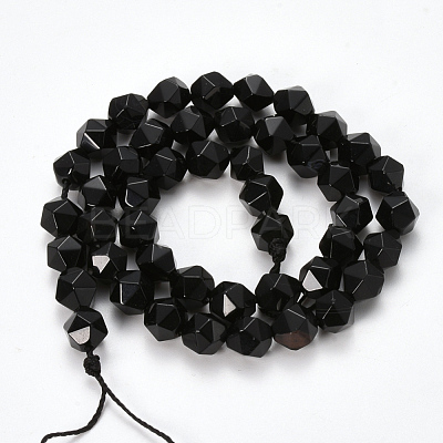 Natural Black Onyx Beads Strands G-Q468-90-8mm-1