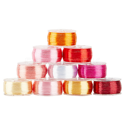10 Rolls 10 Colors Polyester High Gloss Single-Strand Thread OCOR-WH0047-55-1