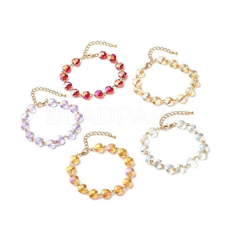 Sparkling Heart Glass Beaded Bracelet for Girl Women BJEW-JB07177-1