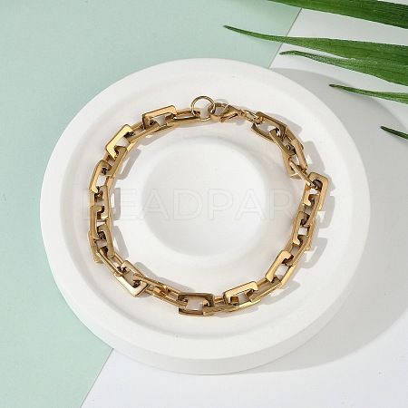 Ion Plating(IP) Rectangle 201 Stainless Steel Chain Bracelets BJEW-N240-06G-1