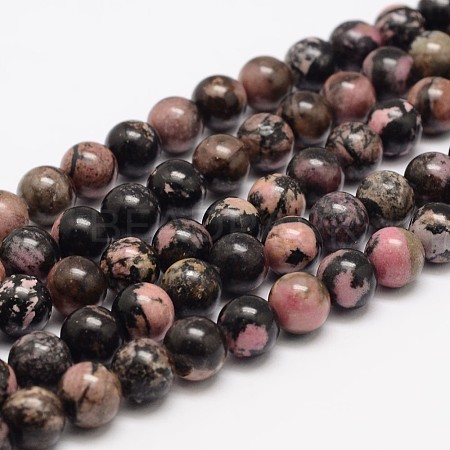 Natural Rhodonite Bead Strands G-K153-B42-8mm-1