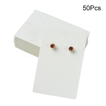 50Pcs Rectangle Kraft Paper One Pair Earring Display Cards with Hanging Hole CDIS-YW0001-16B-1