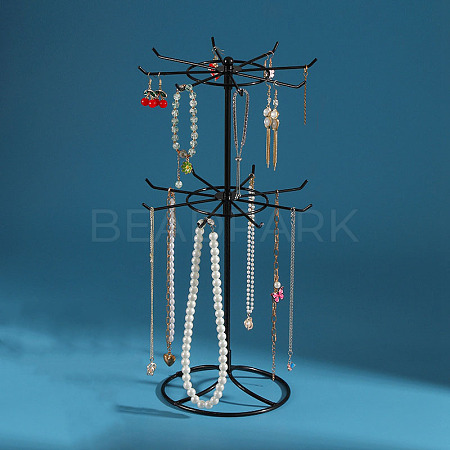 2-Tier Rotatable Iron Jewelry Display Organizer Holder for Necklaces PW-WGF40E6-03-1