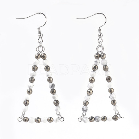 Natural Howlite Beads Dangle Earrings EJEW-JE02810-05-1
