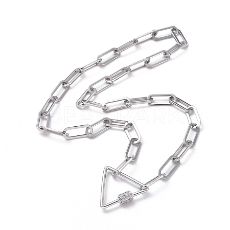 304 Stainless Steel Paperclip Chain/Cable Chain Necklaces NJEW-JN02702-01-1