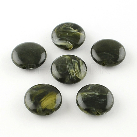 Flat Round Imitation Gemstone Acrylic Beads OACR-R051-02-1