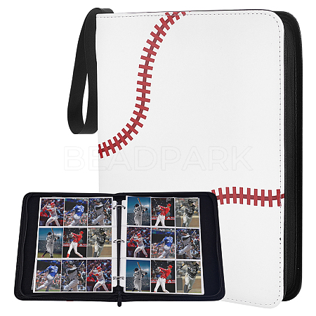 Baseball 9-Grid Leather Binder Photo Albums OFST-WH0004-059-1