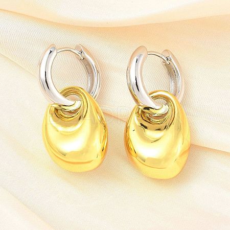 Oval Brass Hoop Earrings for Women EJEW-U057-06A-03GP-1