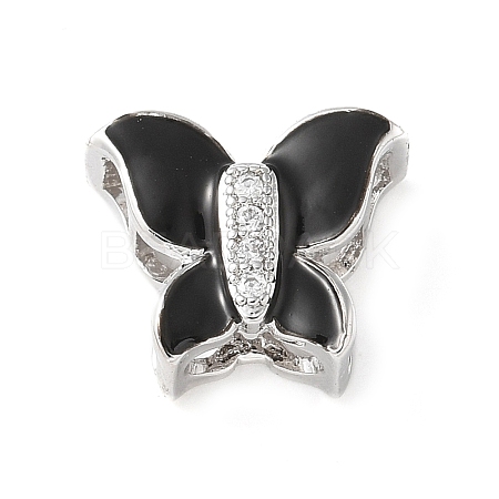 Brass Micro Pave Clear Cubic Zirconia Silde Charms KK-C086-02P-03-1