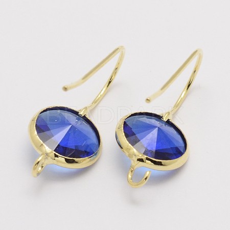 Golden Tone Brass Glass Earring Hooks KK-L121-G13-1