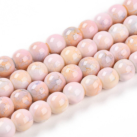 Baking Paint Glass Beads Strands DGLA-N003-8mm-C01-1