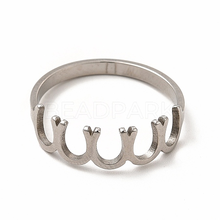 Non-Tarnish 304 Stainless Steel Horseshoe Finger Ring for Women RJEW-K239-08P-1