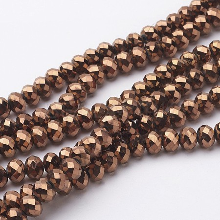 Electroplate Glass Beads Strands X-GR6X8MMY-C-1
