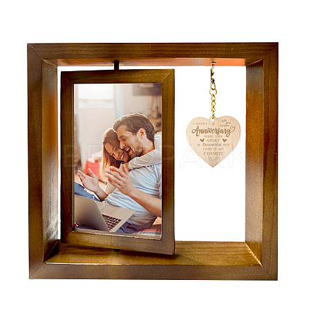 Double Sided Wooden Rotating Photo Frames with DIY Lovers
 Heart DJEW-WH0056-005-1