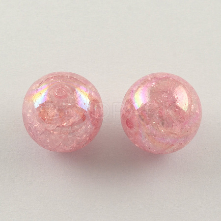 AB Color Transparent Crackle Round Acrylic Beads CACR-S006-02-1