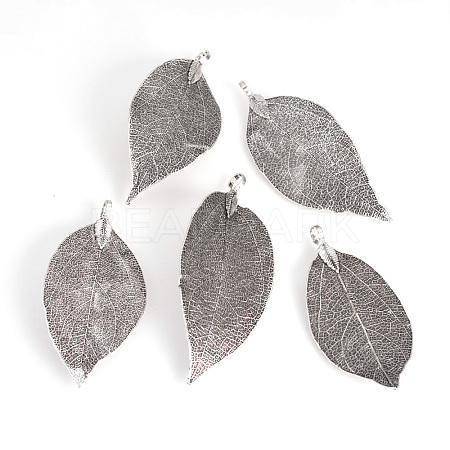 Electroplated Natural Leaf Big Pendants X-IFIN-Q119-03G-1