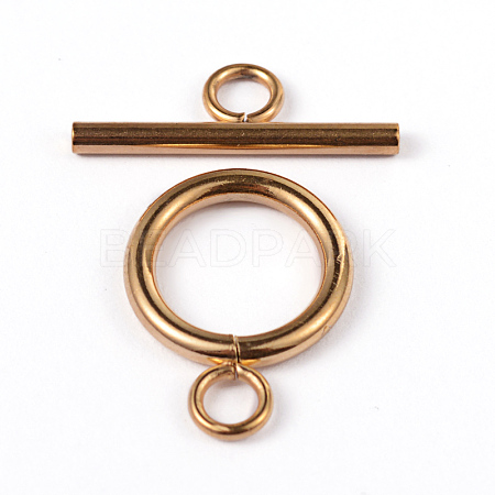 Ion Plating(IP) 304 Stainless Steel Ring Toggle Clasps X-STAS-L176-12G-A-1